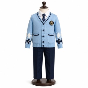Suéter de Punto Tipo Cárdigan para Niños, Estilo Argyle, Mangas con Diseño de Rombo, Mezcla de Algodón Suave, Uniformes Escolares para Niños y Niñas de 2 a 12 Años, para TV, Películas, Teatro, Baile - Product Image 2