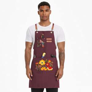 Tablier unisexe à dos croisé en coton denim avec logo brodé Bavoir sans manches personnalisé à la taille pour le nettoyage et le refroidissement avec poches - Product Image 2