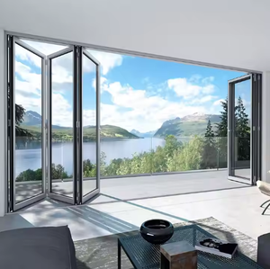 호텔 및 거실 유리 섬유 스크린 그물을위한 상업용 야외 알루미늄 접이식 도어 열 브레이크 유리 2 중 아코디언 - Product Image 6