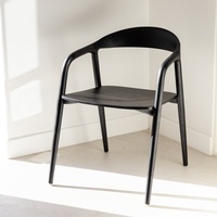 Chaise en bois noire moderne, chaises de salle à manger antiques, chaises de salle à manger en chêne avec accoudoirs