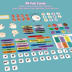 Kit de jeu éducatif d'apprentissage en <span class=keywords><strong>feutre</strong></span> pour ensemble d'apprentissage pour tout-petits 36*27 pouces 92 pièces en <span class=keywords><strong>feutre</strong></span> pour formes de chiffres de lettres - Product Image 5