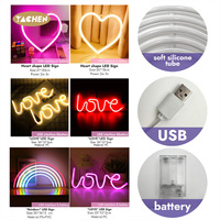 Letrero Luminoso LED de Corazón YACHEN, Lámpara Decorativa de Pared con Batería USB, Disponible para Decoración de Dormitorio, Bodas, San Valentín, Cumpleaños y Fiestas