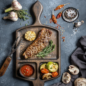 Bandeja de Servir de Madera Ecológica con Asa y Compartimentos, Tamaño Personalizado para Presentación de Carne, Verduras y Salsas - Product Image 2
