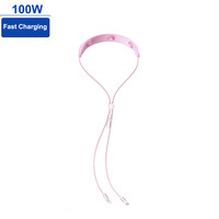 Cordon de massage cervical USB-A/Type-C, câble de charge rapide PD 100W en PVC tressé, 3 moteurs vibrants pour téléphone et ordinateur portable
