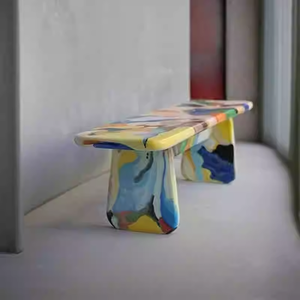 Design Dutch creativo di design di lusso leggero dipinto panca accento sedia moda sala da pranzo personalizzato pittura a olio sgabelli ottomani - Product Image 5