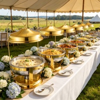 Plats de buffet de luxe en acier inoxydable raffiné de 9 L pour la restauration, chauffe-plats pour événements de restaurant