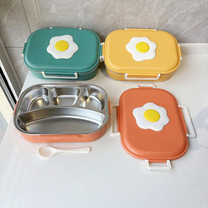 Cute Flower Patterned Large Capacity Four <b>Compartment</b> <b>Lunch</b> <b>Box</b>, Food Grade 304 Stainless Steel Insulated <b>Lunch</b> <b>Box</b> - Product Image 1