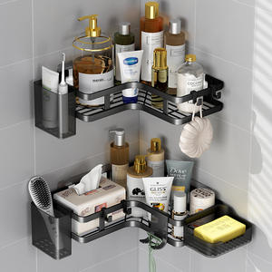 <span class=keywords><strong>2</strong></span>-Pack Metal köşe raflar hasarsız duvara montaj organizatör banyo ve mutfak Rustproof açı parantez şampuan baharat tutun - Product Image 6