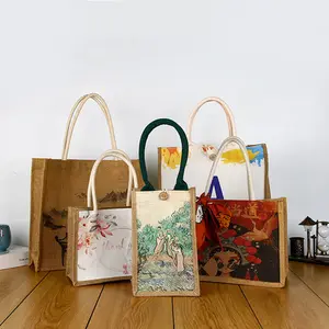 Pochette en Jute naturelle, sac de Shopping pliable, taille personnalisée et Logo, écologique, vente en gros
