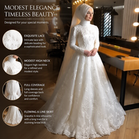 Robe de Mariée Musulmane Arabe Prête à Expédier pour Femmes, Élégante Robe de Mariée Islamique