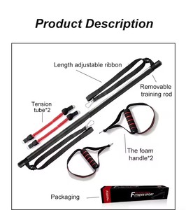CHENGMO SPORTS - Juego de Barras de Fitness Portátiles y Ajustables, Barra de Pilates, Juego de Entrenamiento de Estiramiento de Yoga con 6 Bandas de Resistencia - Product Image 3
