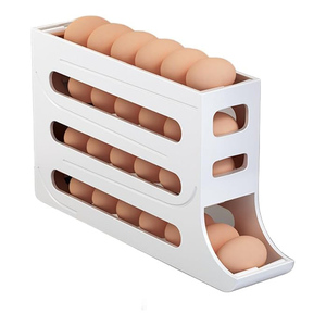 Soporte para huevos de 4 capas, caja de almacenamiento para puerta lateral de refrigerador de gran capacidad rodante automático para dispensador de huevos de cocina - Product Image 1
