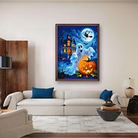 Huijie 40x50cm Kit de peinture par numéros style américain moderne, fait main, durable, écologique, acrylique, art mural d'Halloween