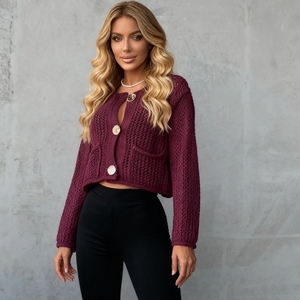 เสื้อคาร์ดิแกนถักไหมพรมหนาแบบลำลองสำหรับผู้หญิงแฟชั่นฤดูใบไม้ร่วง/ฤดูหนาวใหม่ - Product Image 1