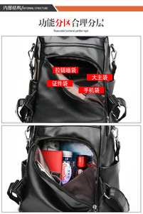 Shoulder Bag New Fashion PU <b>Leather</b> <b>Large</b> Capacity Simple <b>Backpack</b> Casual Women's Bag Multifunctional Handbag - Product Image 6