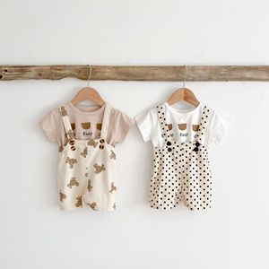 Nouvel ensemble de vêtements d'été 2022 pour bébé avec imprimé ours, combinaison à manches courtes pour nourrisson, tenue de dessin animé pour bébé garçon, ensemble de t-shirt pour bébé fille - Product Image 2