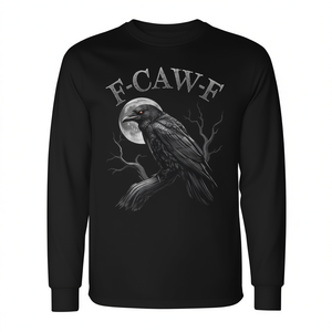 Camiseta de manga larga Black Crow F-Caw-F con diseño de luna gótica, humor para adultos - Product Image 2