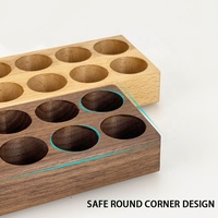 6Pcs Tabung Kaca Ramah Lingkungan Wadah Set Barista Kayu untuk Penyimpanan & Pajangan Biji Kopi & Teh Bunga dengan Desain Klasik