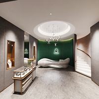 Vitrine de luxe légère et tendance pour bijouterie Silver Zone avec éclairage LED, construction en bois massif et métal