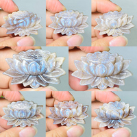 Usine en gros pierre de lune Lotus cristal envies imploré bleu Flash fleur pierre d'énergie de guérison pour cadeau