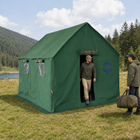 Tente de camping robuste en toile 3m x 4m, grande tente murale de safari imperméable pour l'été, pour 8 à 12 personnes, avec structure en acier, montage rapide