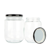 Food Grade bundar 45ml hingga 1000ml, toples penyimpanan kaca Jelly madu dengan tutup kedap udara logam