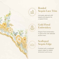 Patch en dentelle florale brodée de sequins blancs, idéal pour les robes Abaya, les tenues de mariage et les accessoires de mode