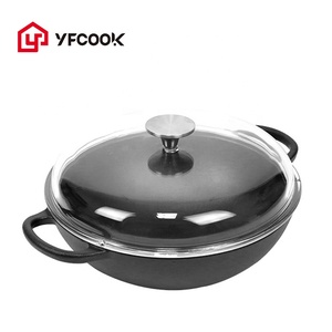 Livraison gratuite, Mini <span class=keywords><strong>Wok</strong></span> en fonte antiadhésive de 26CM, avec deux poignées, vente en gros - Product Image 3