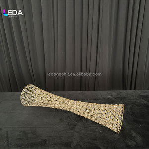 LEDA Gold Metal Crystal Vase Elegant Wedding <b>Table</b> Decoration Centerpiece - Product Image 3