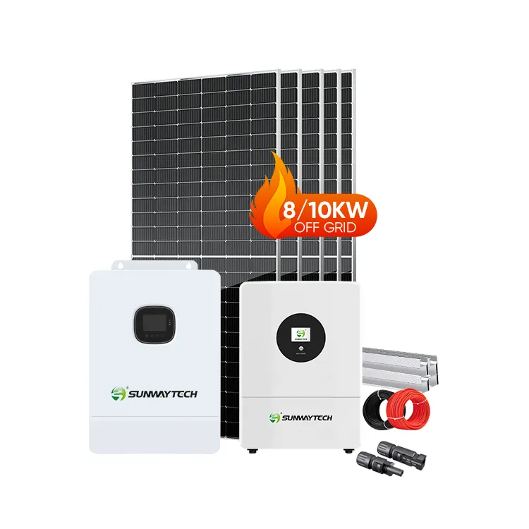 Inversor solar de 8kw y 10kw, sistema de energía solar fuera de la red, inversor de fase dividida con controlador de carga solar MPPT