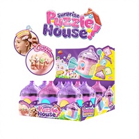 Maison de puzzle surprise pour enfants de 3 ans et plus avec 5 clés pour déverrouiller des compartiments secrets mignons, en plastique, échelle 1/12, boîte cadeau pour fête