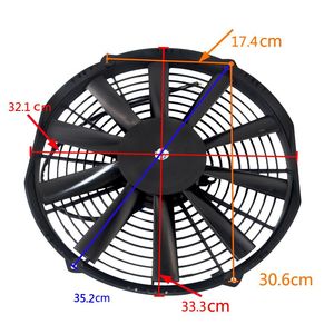 Ventilateur de radiateur 13 pouces 80W 12V noir pour mise à niveau du système de refroidissement de voiture - Product Image 1