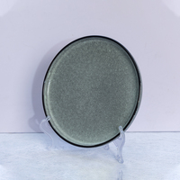 Service de table de luxe 4 pièces en grès céramique classique gris émaillé, compatible micro-ondes et lave-vaisselle, étanche et résistant à la chaleur