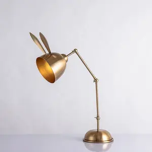 Gold rabbit iron table lamp for children room and study vintage decor standing light JY6177