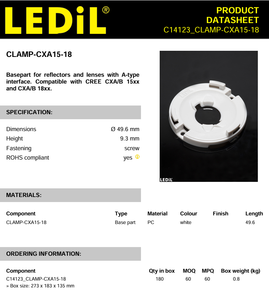 LEDils C14123.Clamp-CXA15-18 PMMA ฐานโคมไฟ LED ทรงกลมสำหรับครีส CXA15 - Product Image 2