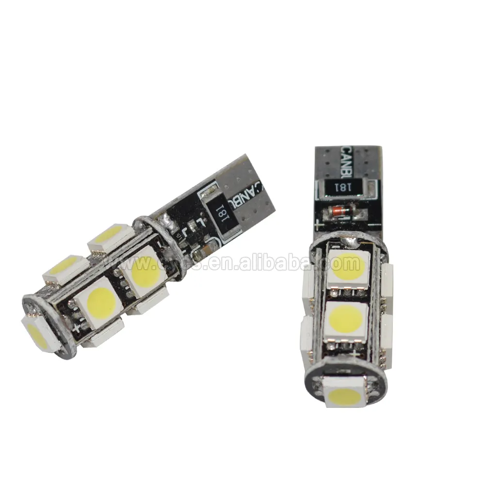 9LED SMD 5050 T10ไฟใบอนุญาตอัตโนมัติ194 T10หลอดไฟ LED สีขาวอัตโนมัตินำแสงรถยนต์ T10 Led ลิ่มโคมไฟอัตโนมัติ