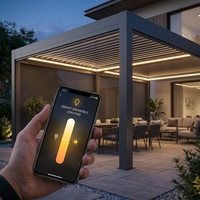 Akıllı Motorlu Biyoklimatik Pergola 3x4m Alüminyum Panjurlu Kamelya Uzaktan Kumandalı LED Ticari Dış Mekan Yapı Üreticisi