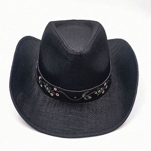 Minimalist Straw Western <b>Hat</b> Wide Brim Sun Protection Cowboy <b>Hat</b> <b>for</b> Summer Use - Product Image 3