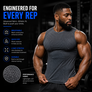 <span class=keywords><strong>Débardeur</strong></span> de compression personnalisé pour homme, sans manches, séchage rapide, pour la gym et le fitness, avec logo OEM - Product Image 3