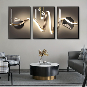 Set Moderno di Tre Poster Astratti su Tela, Stampa a Trasferimento Termico, Murale di Lusso per Decorazione <span class=keywords><strong>Parete</strong></span> <span class=keywords><strong>Soggiorno</strong></span>, Natura Morta su Carta - Product Image 3