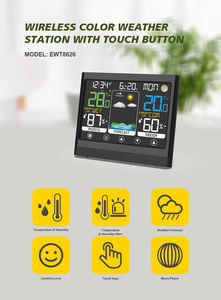 Estación Meteorológica Inalámbrica de Color de 433Mhz, medidor de humedad de temperatura interior/exterior, alerta de riesgo de molde, índice de calor, medidores de <span class=keywords><strong>rocío</strong></span> - Product Image 5