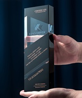 Trophée en verre K9 noir personnalisé avec logo, bloc de cristal pour récompenses, souvenirs, gravure laser, cadeau d'anniversaire, vente en gros