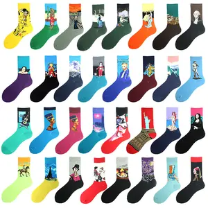 Vente en gros nouveauté artistique <span class=keywords><strong>Van</strong></span> <span class=keywords><strong>Gogh</strong></span> peinture chaussettes hommes unisexe drôle Art graphique coton chaussettes d'équipage - Product Image 1