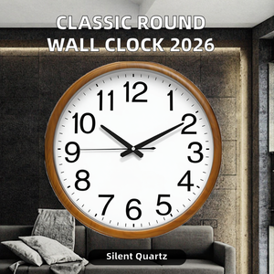 Modern Round Plastic Wall <b>Clock</b> Silent Quartz Movement Large Numerals <b>Battery</b> Powered Antique Style Design Living Room Decor - Product Image 3