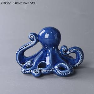 Statuetta di Polpo in Ceramica Blu Artigianale Personalizzata, Scultura Dipinta a Mano, Arte Decorativa, Ecologica, Durevole, Antica, per Casa e Giardino - Product Image 4
