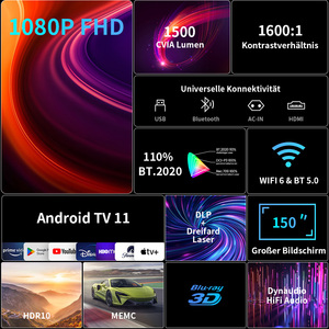 Proyector H10 inteligente portátil 5G <span class=keywords><strong>WIFI</strong></span> LED Video Full HD 1080P Home Theater Proyector 4K Proyectores 500 lúmenes Android 11 - Product Image 3