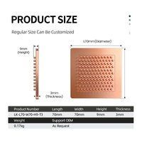 Dissipateur de chaleur en cuivre personnalisé 30 mm, mini bloc carré de refroidissement CPU avec 4 trous de fixation