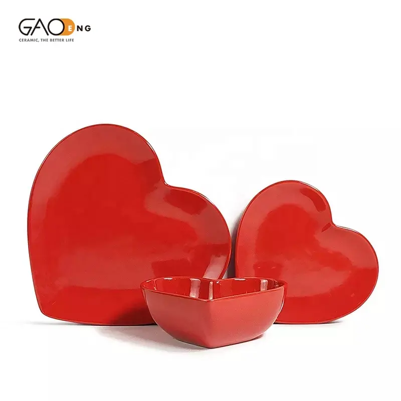 Creative Heart Shaped New Bone China Stoneware Ceramic Plates, Novelty Gifts for Valentine's Day