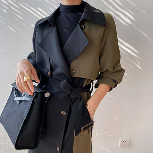 Gabardina elegante personalizada con cuello <span class=keywords><strong>de</strong></span> barcaza para <span class=keywords><strong>mujer</strong></span>, doble botonadura con cordones y, a prueba <span class=keywords><strong>de</strong></span> viento, gabardina ajustada para <span class=keywords><strong>mujer</strong></span> - Product Image 5