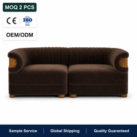 Meubles sur mesure de luxe pour salon, canapé deux places en velours, canapé Chesterfield modulaire en bois de palisander.